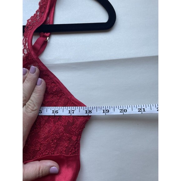 Vintage 90's Victoria's Secret Gold Label Red Silky Long Nightgown Dress Satin L - Picture 8 of 8